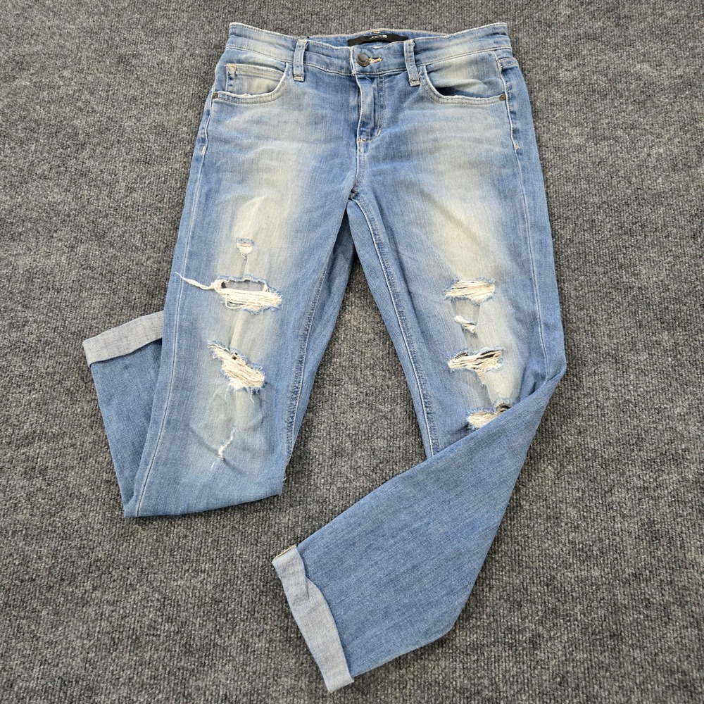 Joe's Jeans Slim Crop Distressed Light Wash Denim W 25 Premium Stretch